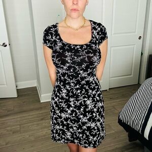 All that Jazz Black and White Floral Mini Dress